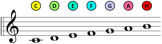 Notenlinien - Kringel auf und zwischen fünf Linien